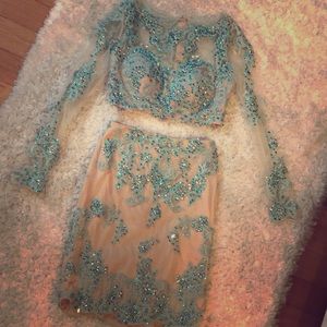 Blue nude 2 piece dress